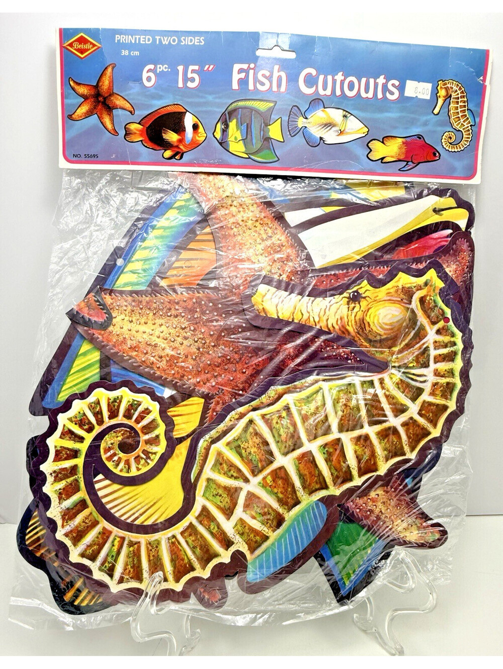 Vtg Beistle 80s Ocean Seahorse Star Fish Die Cut Party Decor School Birthday